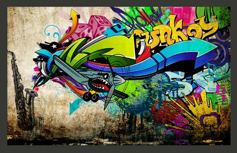 East Urban Home Funky Graffiti  2 45m x 350cm Wallpaper 